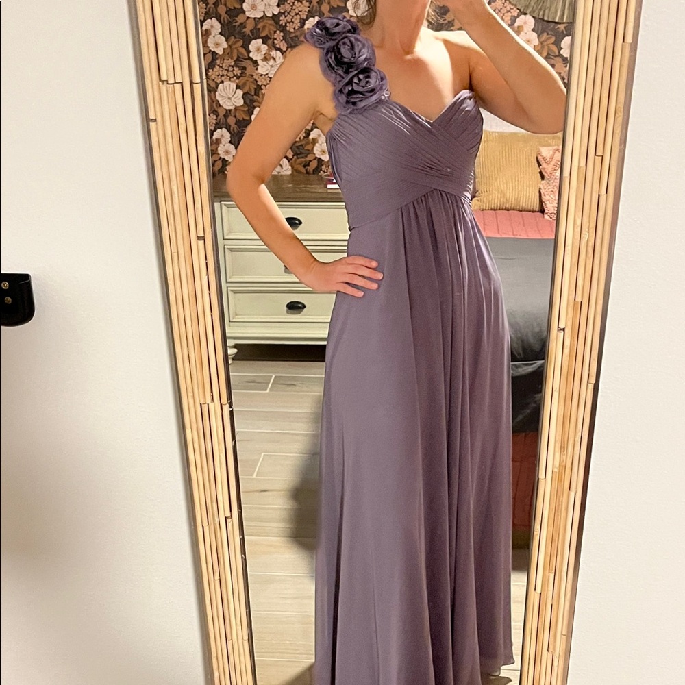 Bari Jay Elegant Purple One-Shoulder Dress